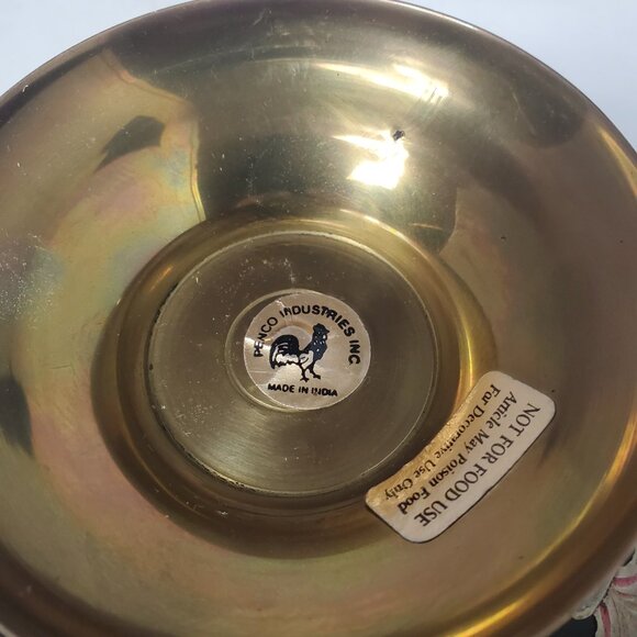 PENCO Industries Vintage Ornate ENAMELED BRASS CANDLESTICK HOLDER and 6" BOWL - Picture 3 of 7